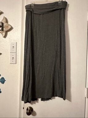 J. Crew Charcoal Gray Fold-Over Waist Maxi Skirt